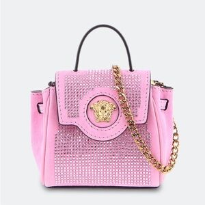 Versace La Medusa Studded Micro Bag Pink